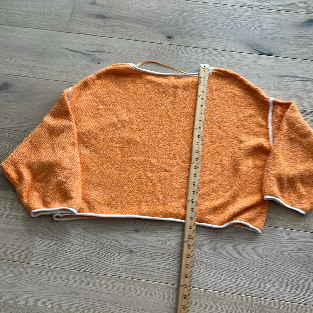 Free People Sweater Bardot Cropped Sweater in Orange Size Medium - Picture 6 of 8